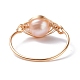 Natural Round Shell Pearl Beads Finger Ring RJEW-JR00412-3