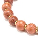 Natural Wood Round Beads Stretch Bracelet BJEW-JB07140-5