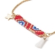 Bracelet coulissant à breloques japonaises faites à la main rectangle et étoile et pompon BJEW-MZ00013-01-2