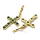 Orecchini pendenti a monachella pendenti in vero ottone placcato oro 18k con croce EJEW-A033-01G-01-2