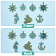 Superfindings 42 Uds. 7 estilos colgantes de aleación con tema oceánico pátina verde caballito de mar brújula colgante colgante de pez de metal dijes para collar pulsera fabricación de joyas FIND-FH0006-32-6
