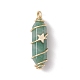 Natural Green Aventurine Copper Wire Wrapped Pendants PALLOY-JF02535-05-3