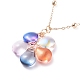 Glass Beaded Flower Pendant Necklace with Satellite Chain NJEW-JN03842-4