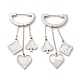 Ace of diamond & hearts & clubs boucles d'oreilles pendantes en coquillage blanc synthétique EJEW-E286-04P-1