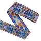 Fingerinspire 7.7 mètre 2 pouces bleu vintage ruban jacquard style ethnique motif floral en forme de diamant broderie tissé garniture en tissu polyester ruban tyrolien rétro pour vêtements OCOR-WH0079-40A-1
