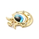 Eye with Moon Brass Micro Pave Clear Cubic Zirconia Pendants KK-G419-12G-5