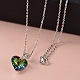 Heart Platinum Tone Brass Glass Pendant Necklaces NJEW-JN01479-03-1