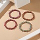 Bracelets extensibles en perles rondes avec pierres précieuses assemblées mélangées BJEW-JB09202-2