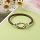 Braided Imitation Cowhide Leather Cord Bracelets for Couple BJEW-JB06443-23