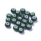 手作りランプワークビーズ  大穴ビーズ  ロンデル  濃い緑  8~8.5x6~6.5mm  穴：2.5~3mm LAMP-L075-097B-1