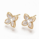 Brass Clear Cubic Zirconia Stud Earrings ZIRC-Q021-080G-NF-2