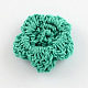 手作りのウール織りカボション  花  ミディアムシーグリーン  36x9mm WOVE-R046-06-2