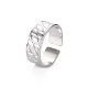304 anello per polsino aperto da donna a fascia larga scanalato in acciaio inossidabile RJEW-N038-046P-3