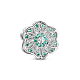 TINYSAND 925 Sterling Silver Glittering Flower Shaped Charm Cubic Zirconia European Beads TS-C-180-1