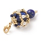 Décorations de pendentif en perles de lapis-lazuli naturel et de quartz rose HJEW-MZ00035-4