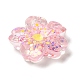 クリア樹脂カボション  スパンコールの花  ピンク  18.5x19.5x5mm RESI-C034-02-4