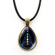Yoga Theme Alloy Teardrop Pendant Necklace with Wax Rope for Women CHAK-PW0001-007E-1