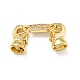Rack Plating Brass Micro Pave Clear Cubic Zirconia Fold Over Clasps KK-E034-51G-1