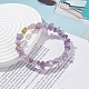 Natural Amethyst Chips Beaded Bracelet with Shell Pearl BJEW-TA00078-02-2