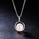 SHEGRACE Elegant 925 Sterling Silver Ring Pendant with Shell Pearl Necklace JN479A-3