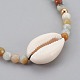 Bracelets de perles tressées en amazonite de fleurs naturelles BJEW-JB04079-01-2