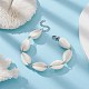 Bracelets de cheville à maillons en perles de coquillages en acrylique AJEW-AN00537-4
