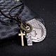 Adjustable Men's Zinc Alloy Pendant and Leather Cord Lariat Necklaces NJEW-BB16019-B-4