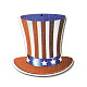 アメリカの国旗をテーマにした片面プリントアスペンウッドビッグペンダント  背の高いシルクハット チャーム  チョコレート  49.5x47x2.5mm  穴：1.6mm WOOD-G014-18-2