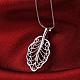 Trendy Silver Color Plated Brass Leaf Pendant Necklaces NJEW-BB08234-3