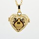 Golden Tone Brass Pregnancy Chime Ball Heart Cage Pendant Necklaces NJEW-F053-06G-05-1