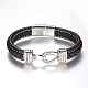 Men's Braided Leather Cord Bracelets BJEW-H559-21-2