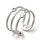 304 Stainless Steel Open Cuff Ring for Women RJEW-Z015-07P-3