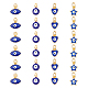 Dicosmétique 24 pièces 4 styles breloques mauvais œil breloques en laiton émail coeur/étoile/rond/oeil perles pendentif breloque avec anneaux de saut breloques mauvais œil bleu marine pour la fabrication de bijoux et l'artisanat de bricolage KK-DC0001-84-1