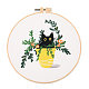 Cat & Plant Pattern DIY Embroidery Kits DARK-PW0001-155A-1