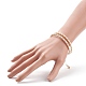 Shell Pearl Beaded Open Cuff Bangle with Flower BJEW-TA00118-3