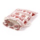 クリスマステーマの綿生地布バッグ  巾着袋  クリスマスパーティースナックギフトオーナメント用  クリスマステーマの模様  14x10cm ABAG-H104-B12-3