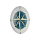 航海をテーマの装飾品ガラス楕円形のフラットバックカボション  コンパス模様  士官候補生ブルー  45x35x8.5mm X-GGLA-A003-35x45-LL20-1