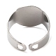 304 Stainless Steel Open Cuff Ring Findings STAS-R123-14P-3