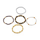 5Pcs 5 Style Natural Frosted Tiger Eye & Synthetic Hematite & Glass Sead Beads Stretch Bracelets Set BJEW-JB07670-01-4