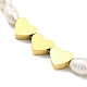 Braccialetto con perle naturali e perline a forma di cuore BJEW-Z016-04G-2
