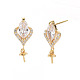 Brass Micro Pave Clear Cubic Zirconia Earring Findings KK-S356-438-NF-1