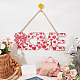 CREATCABIN Valentine's Day Door Sign Love Wall Hanging Heart Wooden Signs Decorations Outdoor Pink Wall Decor Bowknot for Wedding Anniversary Front Door Porch Wall Home Decoration Gift 12.6x4.53 Inch AJEW-WH0314-117-3