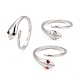 304 Stainless Steel Snake Wrap Open Cuff Ring with Rhinestone for Women RJEW-E062-B03-P-1
