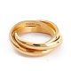 イオンプレーティング（ip）ユニセックス304ステンレスフィンガー指輪  クロスリングを縦横に  ゴールドカラー  サイズ6~9  2.8~7mm  内径：16.5~18.9mm RJEW-K233-06-G-1