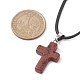 Collares con colgante de cruz de obsidiana de caoba natural NJEW-JN04624-01-2