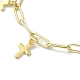 Golden 304 Stainless Steel Charm Bracelets with Brass Paperclip Chains BJEW-JB10031-03-3
