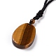 Adjustable Natural Tiger Eye Teardrop with Spiral Pendant Necklace with Nylon Cord for Women NJEW-L171-04A-4