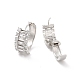 Clear Cubic Zirconia Rectangle Hoop Earrings EJEW-P213-01P-2