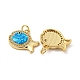 Brass Micro Pave Cubic Zirconia with Synthetic Opal Pendants KK-D096-06C-G-2