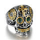 Two Tone 316 Surgical Stainless Steel Skull with Cross Finger Ring SKUL-PW0002-033D-GP-1